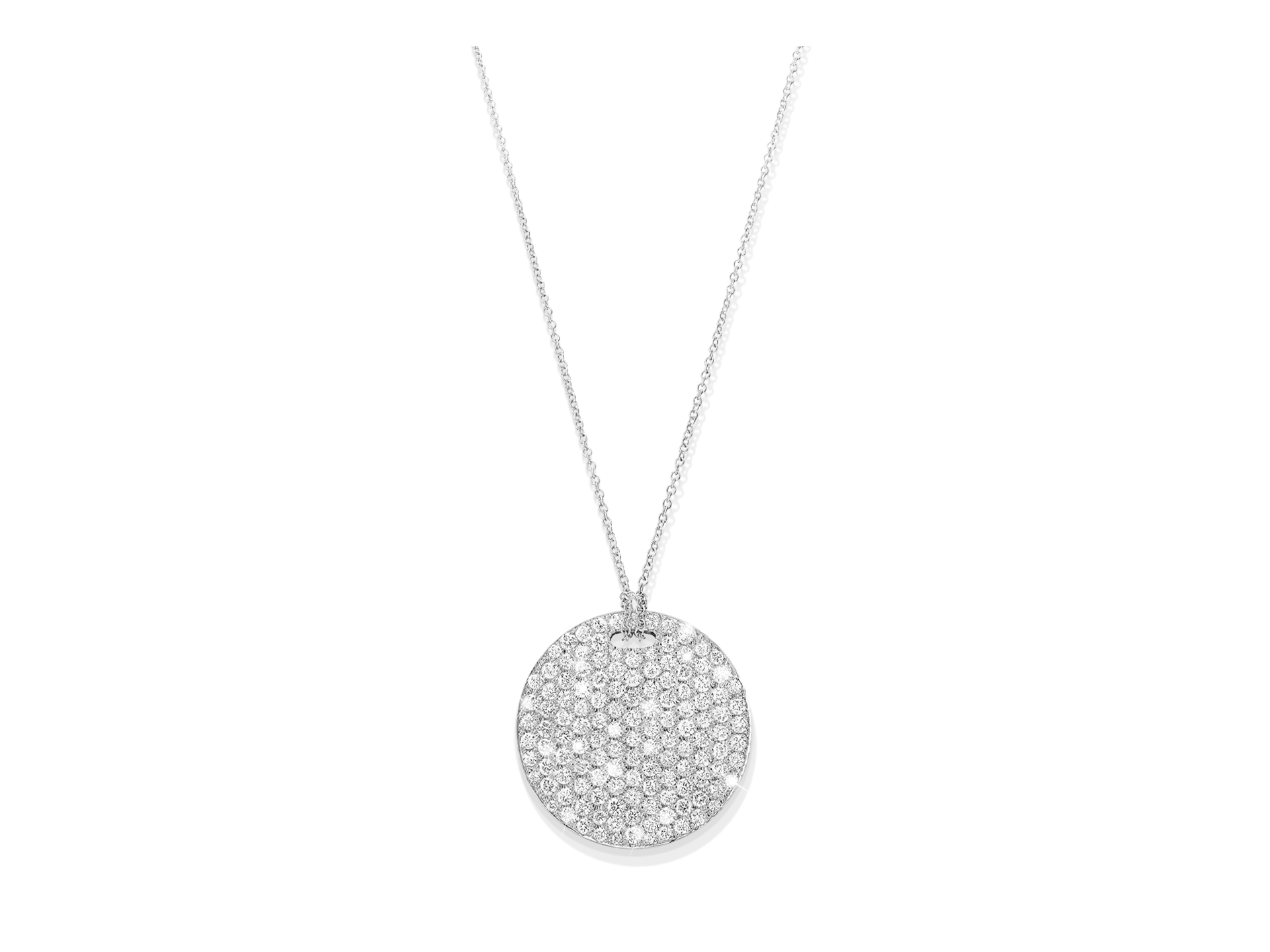 Diamant-Scheibe pavé an Weißgold-Kette 18 Karat