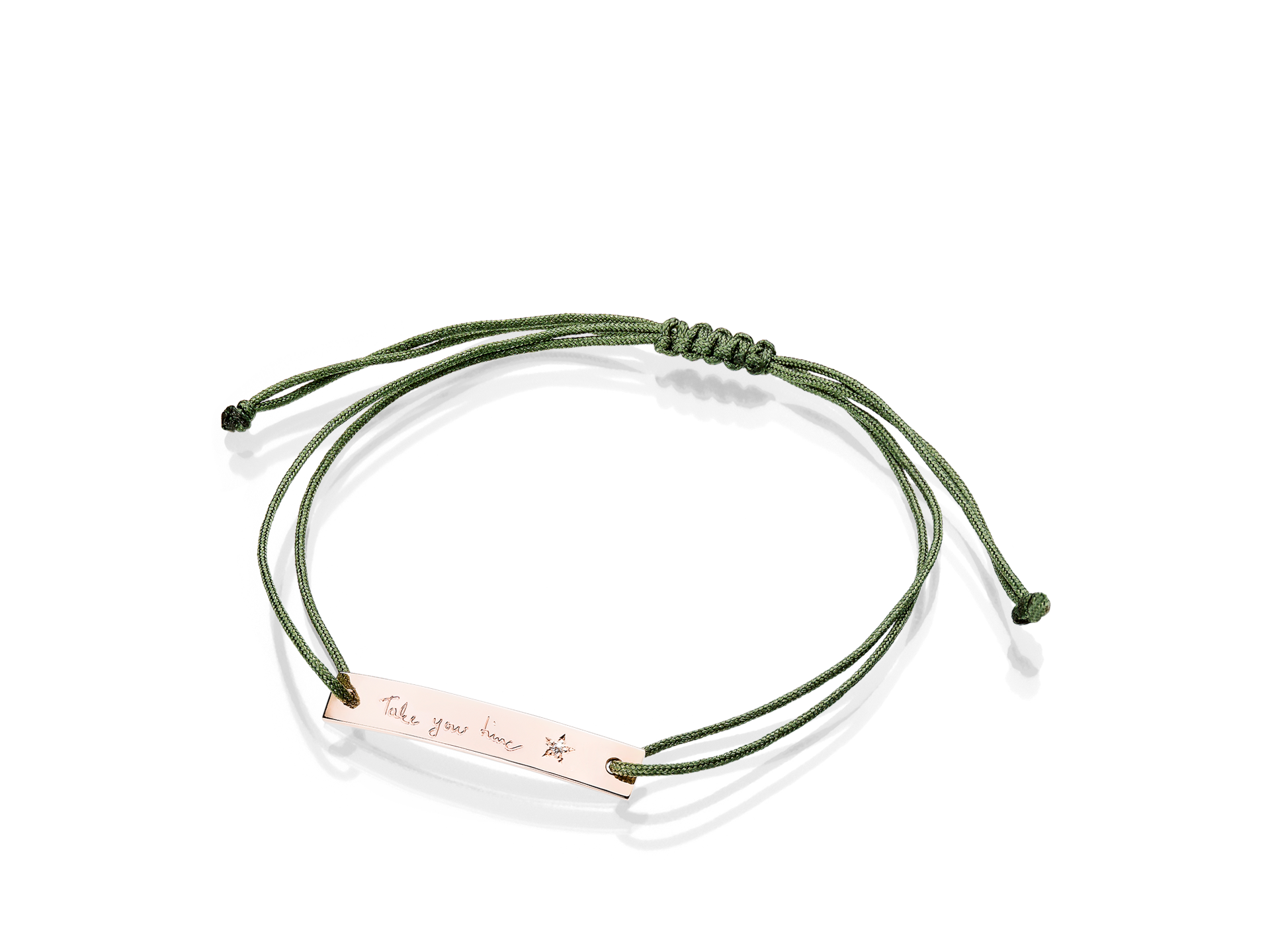 Wisdom-Armband in Roségold mit Schriftzug.