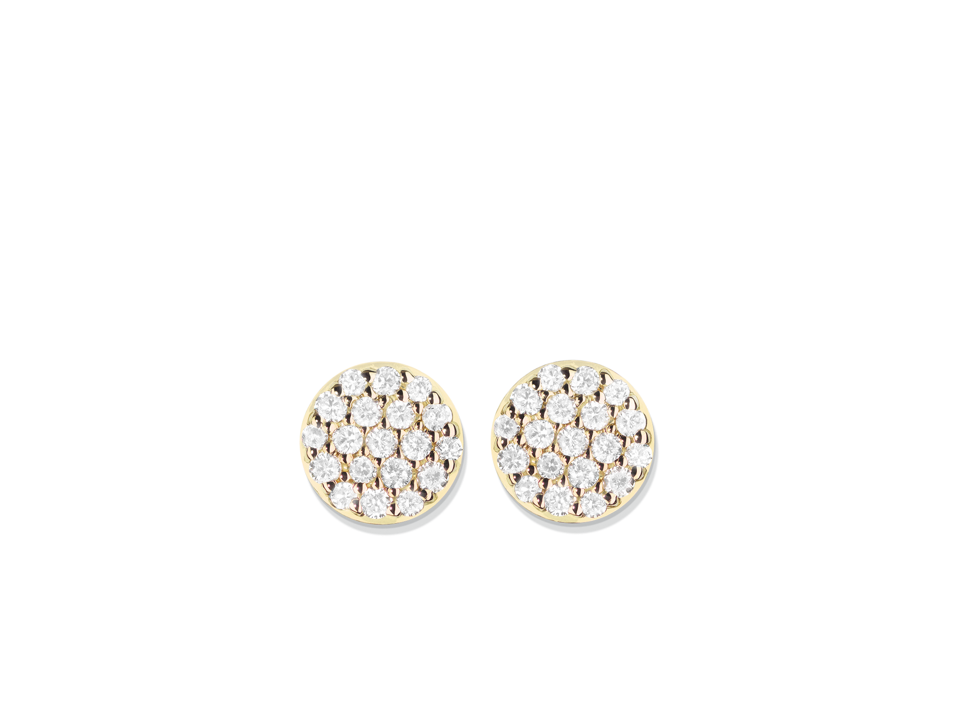 Runde Ohrstecker mit Diamanten in 18 Karat Gelbgold.
