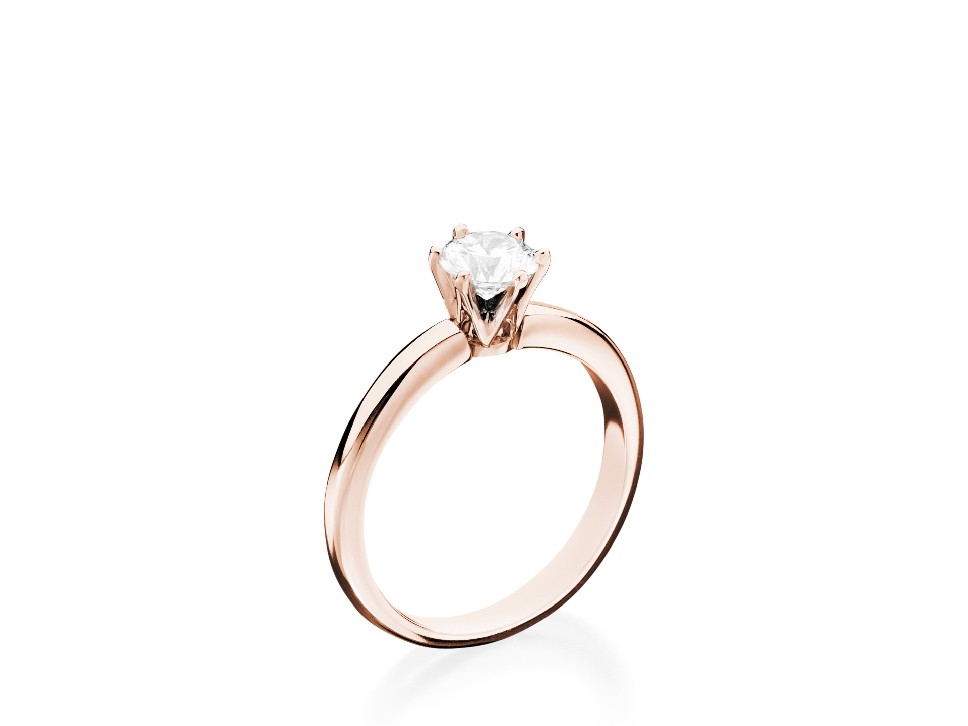 Der Schullin PRINCESS SOLITÄR 0,50 KARAT verfügt über einen einzelnen Diamanten im Rundschliff in einer Krappenfassung, der sich elegant vor einem weißen Hintergrund präsentiert.
