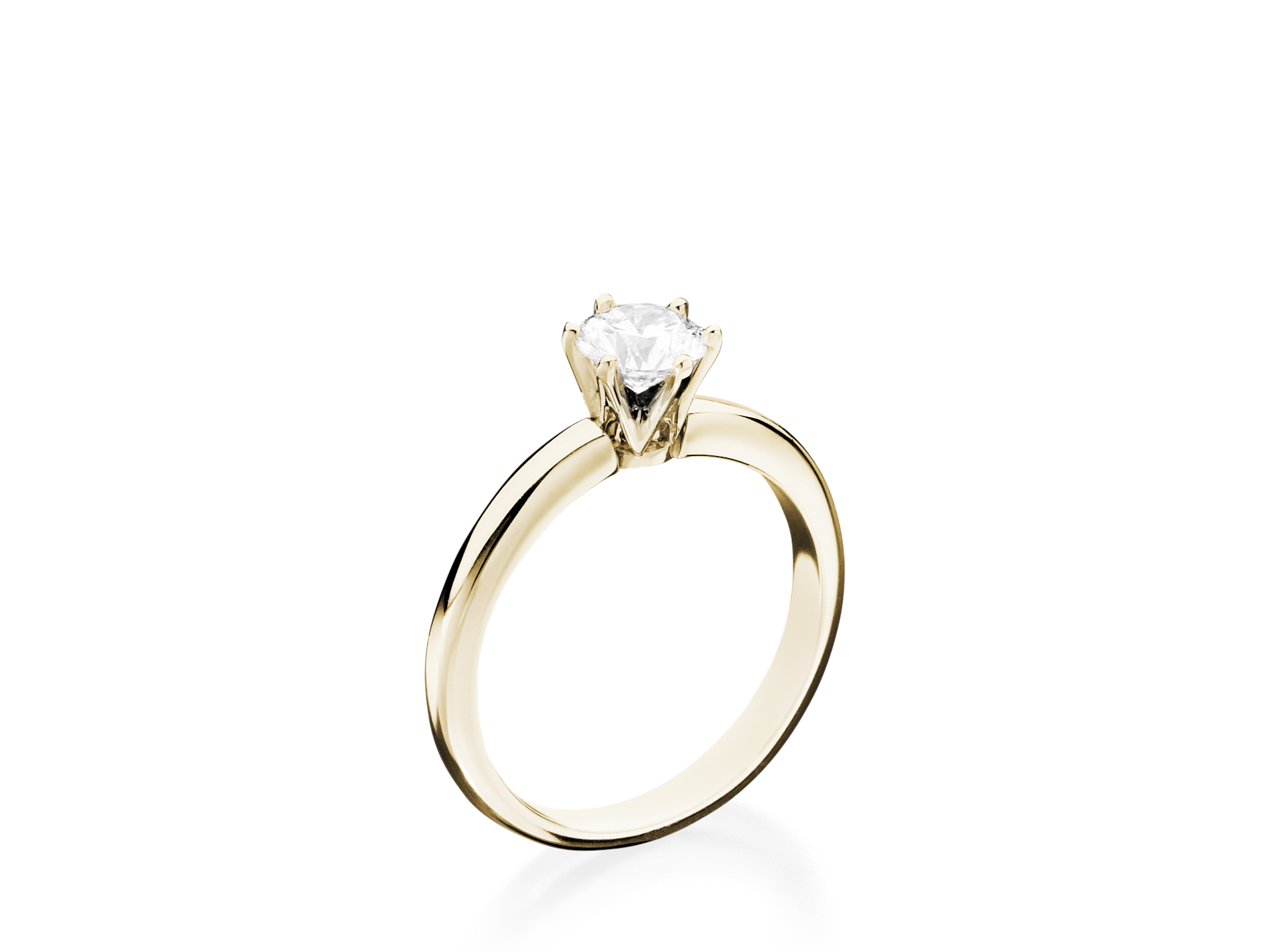 Der Schullin SOLITAIRE RING PRINCESS 0,35 CARAT zeigt einen einzelnen Diamanten im Prinzessschliff in einer klassischen Zackenfassung vor einem schlichten weißen Hintergrund.