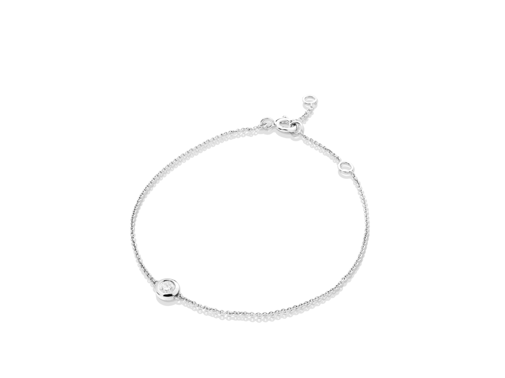 Wir präsentieren das BRILLANT ARMBAND von Schullin, gefertigt aus Weißgold mit elegantem Kettendesign. Es verfügt über einen kleinen runden Anhänger und ist mit einem Karabinerverschluss gesichert, komplett mit zusätzlichen Schlaufen zur Größenanpassung.